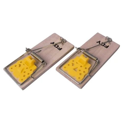2 Trampas Tipo Broche 4.5x10cm Madera P/ Ratones Foy
