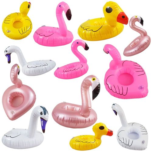 Portavasos Inflable 12 pzs Surtidas, Piscina Soporte Bebida Multicolor
