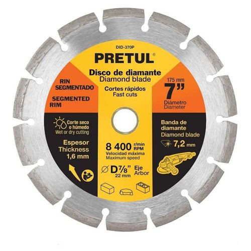 Disco de diamante, rin segmentado, 4', Pretul