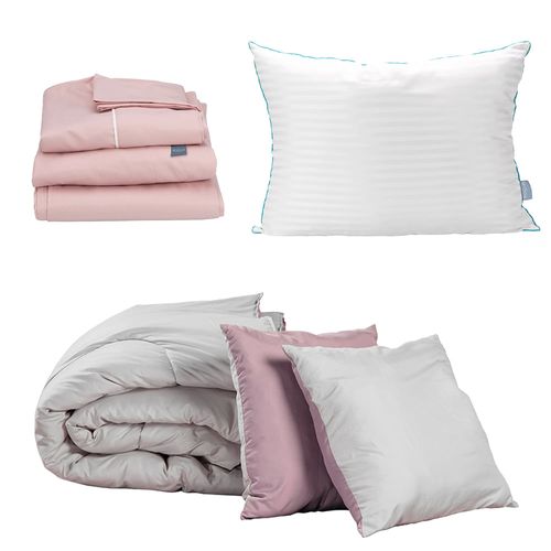 Set Edredón Individual Couzy Lila/Gris + Sábanas + Almohada Royal CZD