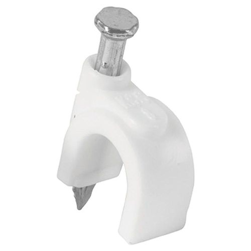 Grapa para cable redondo, 8 mm, blanca, bolsa 500 piezas Volteck