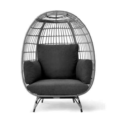 Silla Exterior de Mimbre forma de Huevo Individual Gris