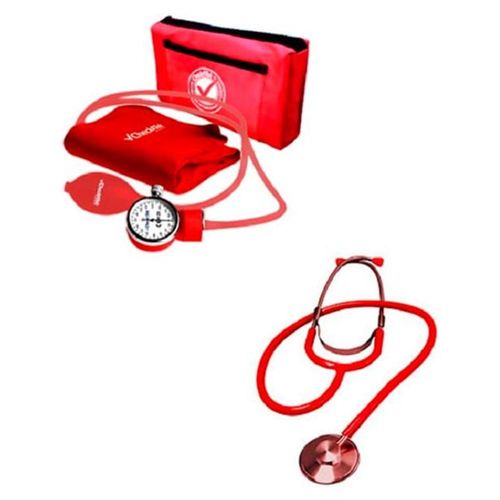 Kit Simple Baumanómetro Aneroide Económico Rojo Checkatek