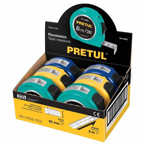 Flexómetro 8 M 1' Pretul 21625