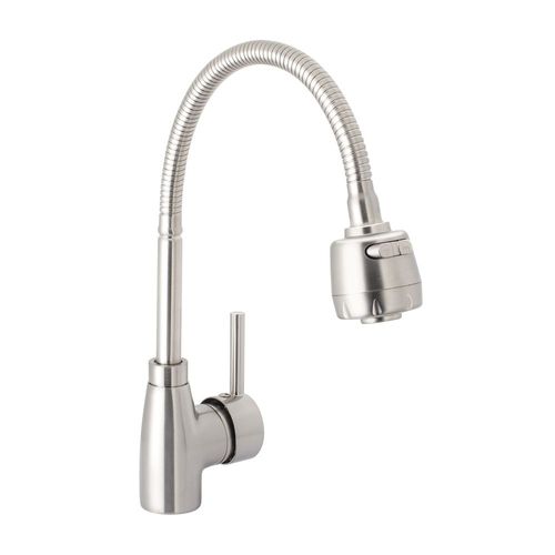 Monomando para fregadero FOSET cuello flexible satín TBF87N plateado