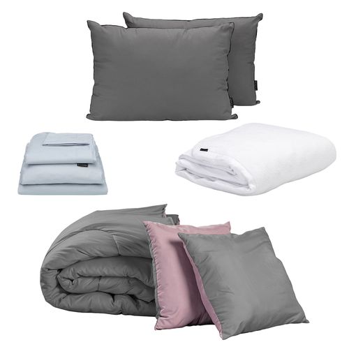 Edredón King Size Couzy Lila/Gris +Almohadas 2 Pack+Blancos Dicasa CZD