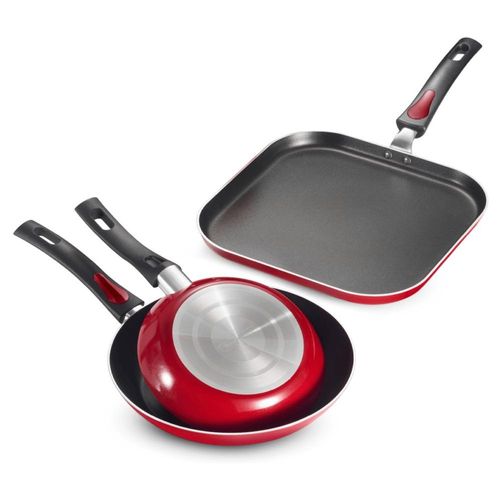 Juego Sartenes Y Bísquetera 3pzs Tramontina Everyday Rojo