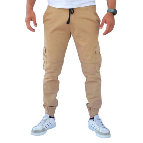 Jogger cargo de gabardina stretch color caqui claro