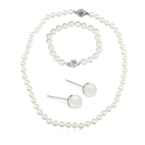 Set Ocean Heart, Baño oro blanco, 18K, AC16-135