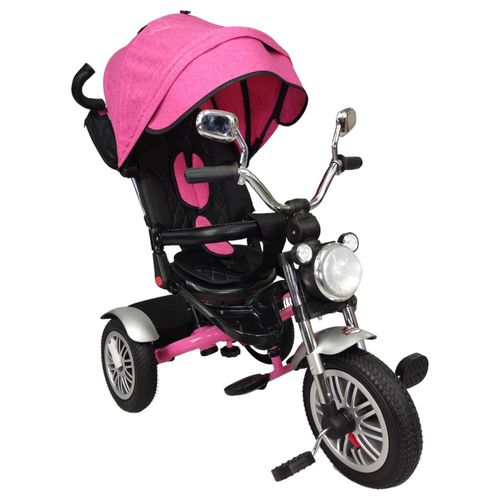 Triciclo para Niños 8en1 Asiento Giratorio y Reclinable, sonido Rosa