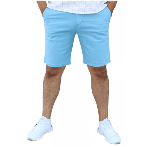 Bermuda Short de Gabardina Stretch para Hombre John Silver Color Azul Claro