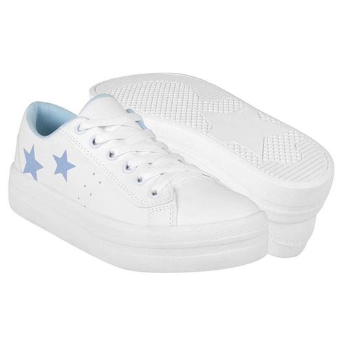 TENIS CASUALES DAMA STYLO 7088  SIMIPIEL BLANCO