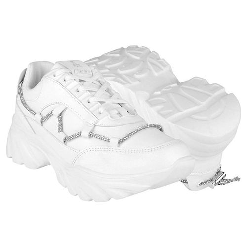 TENIS CASUALES DAMA CLASBEN SWAROVSKI SIMIPIEL BLANCO