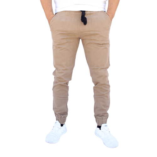 Jogger de gabardina stretch color caqui