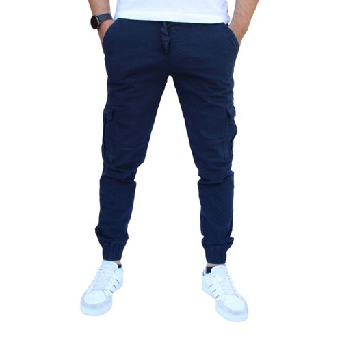 Jogger cargo de gabardina stretch color azul marino