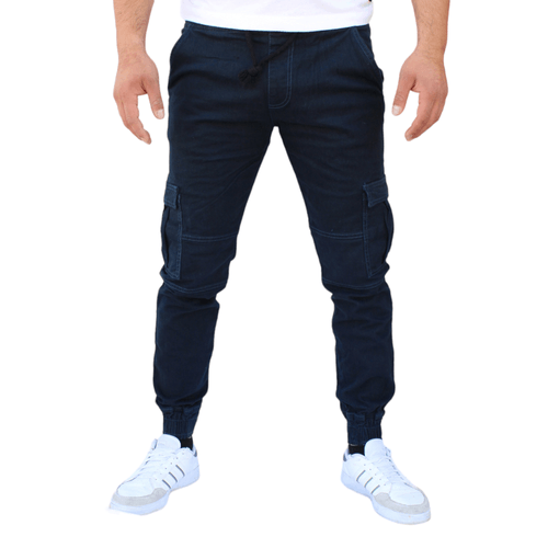 Jogger cargo de gabardina stretch color azul petróleo