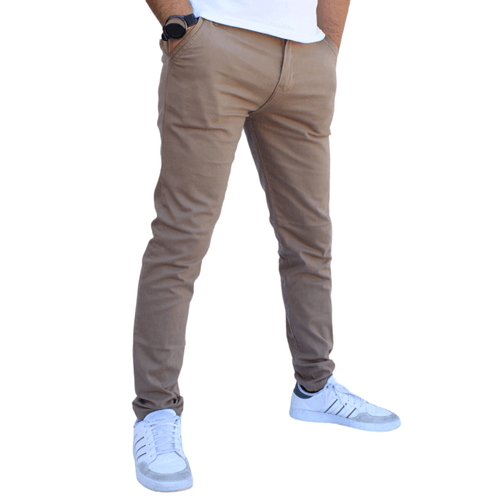 Pantalón skinny de gabardina stretch color caqui