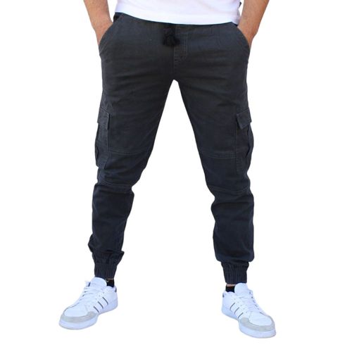Jogger cargo de gabardina stretch color gris oscuro