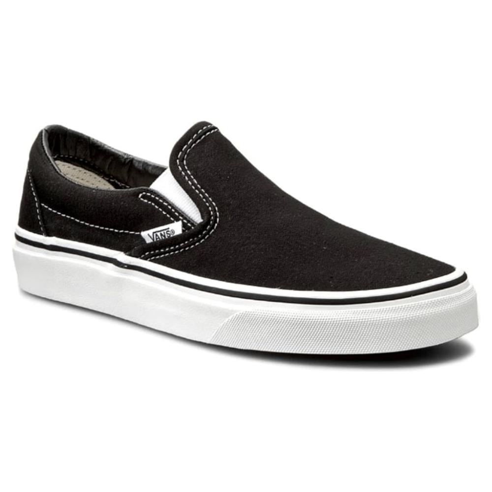 Tenis Vans Clásico Slip On Blk Wht Mujer Sin Cordones