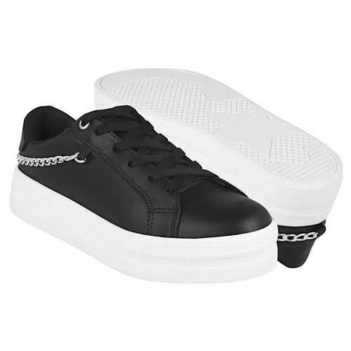TENIS CASUALES DAMA STYLO 7111 SIMIPIEL NEGRO