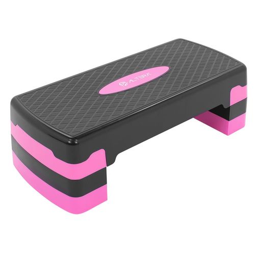 Banco Step Altera Ejercicio Fitness Gym Ajustable 3 Alturas Negro/Rosa