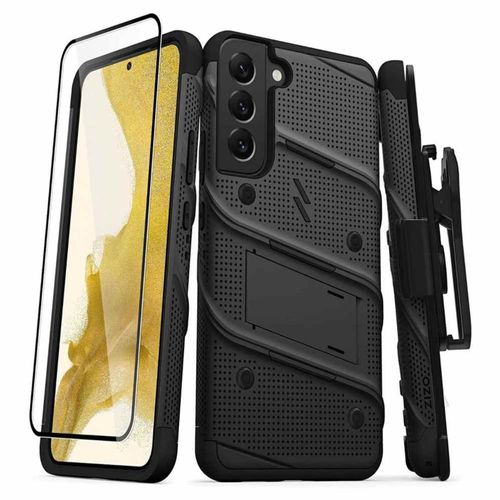 Funda Para Galaxy S22 Plus Zizo Bolt + Mica Cristal Uso Rudo Negro