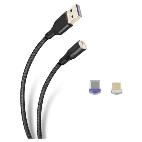 Cable Magnético 2 En 1 Usb Micro/c 1 M Tipo Cordón Steren