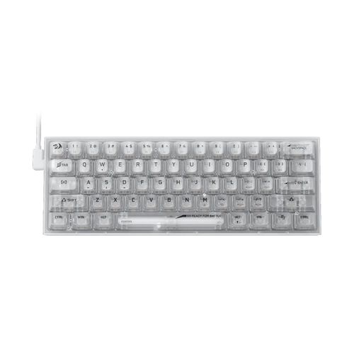 Teclado Gamer Redragon Fizz Transparente Mecánico 60% Ing Alámbrico
