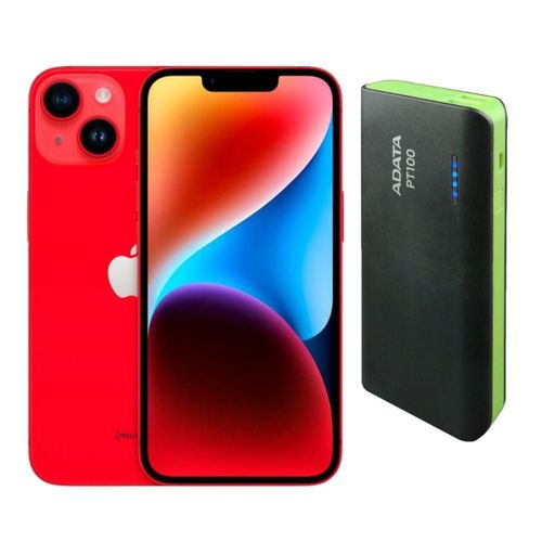 iPhone 14 128GB Rojo E-SIM Reacondicionado más Power Bank 10,000mah