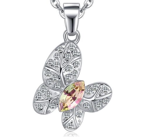 Dije con cadena Ocean Heart, Baño oro blanco, 18K, AC18-85