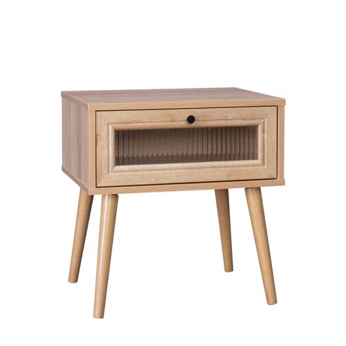 Buró Top Living con Cajón Amplio de Vidrio Estriado Café