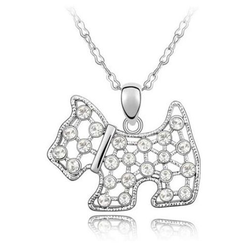 Dije con cadena Ocean Heart, Baño oro blanco, 18K, 11N-13-04