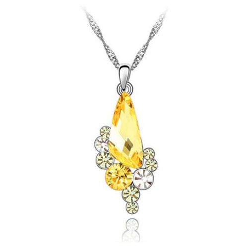 Dije con cadena Ocean Heart, Baño oro blanco, 18K, AC16-282