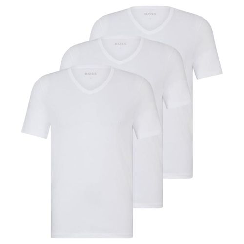 CAMISETA BOSS 3 PACK COLOR BLANCO DE ALGODON CUELLO V