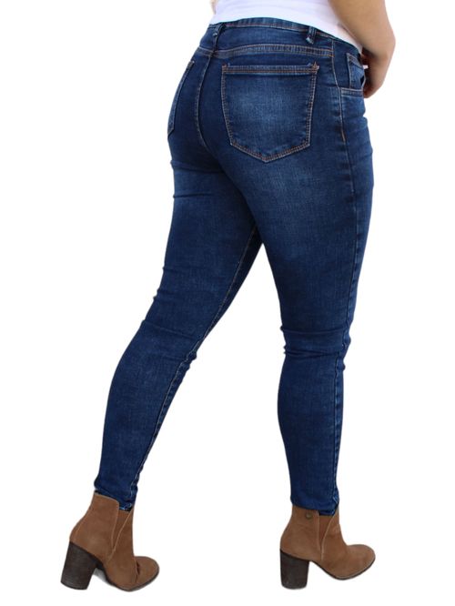 Pantalón Skinny De Mezclilla Stretch Para Dama Color Azul Petróleo