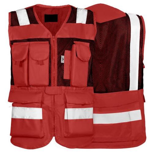 Chaleco Seguridad Brigadista Industrial Alta Visibilidad Rojo M
