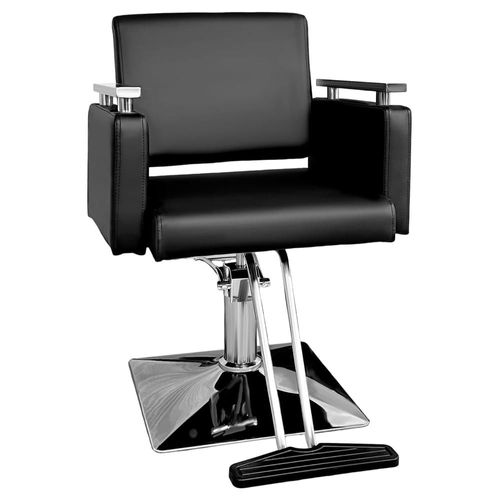 Sillon Silla Barberia Estetica Cuadrada 360 Moderna Negra