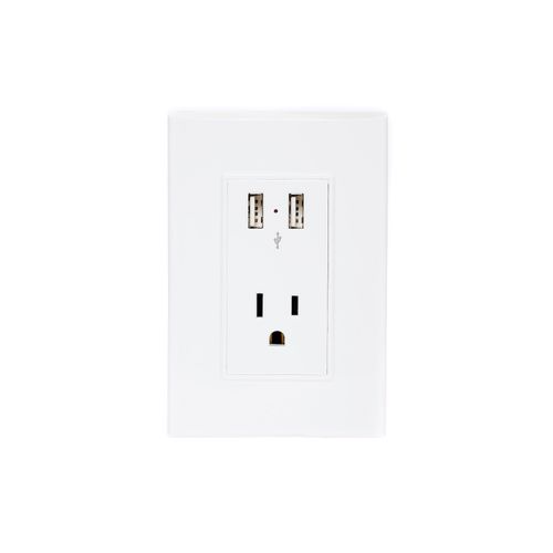 Placa Con Contacto y 2 Tomas USB Blanco / Lugano