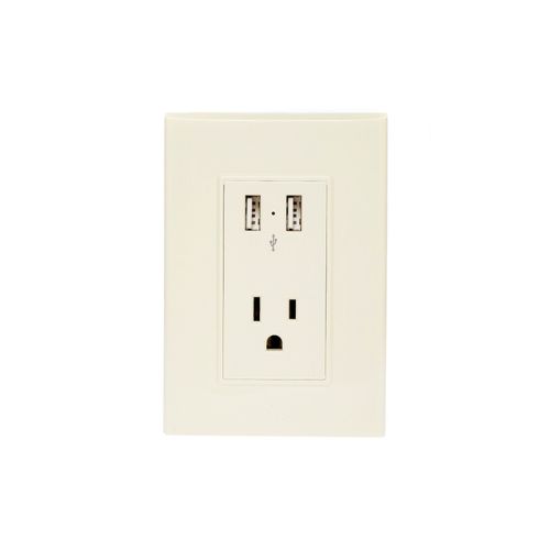 Placa Con Contacto y  2 Tomas USB Marfíl / Lugano