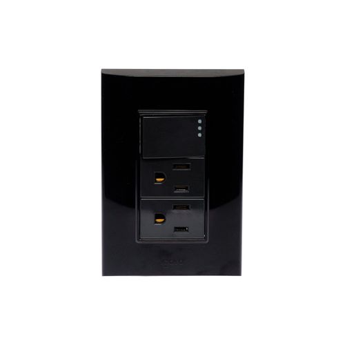 Placa Armada 1 Apag Sencillo, 2 contactos, 3 Módulos / Negro / Lugano