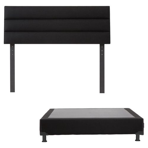 Cabecera Queen Size Dicasa Logan Negro + Box Dicasa Black CZD