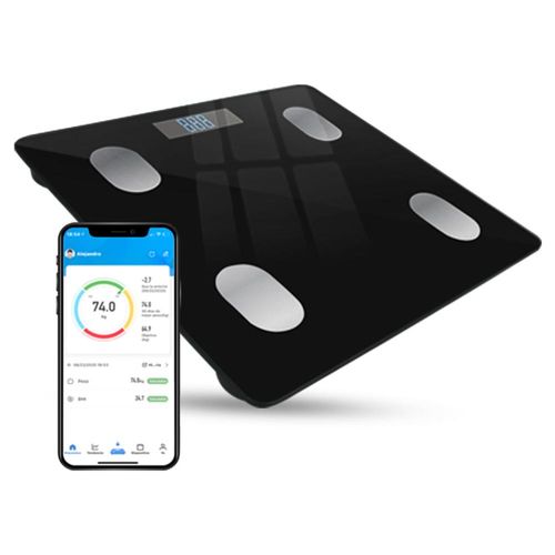 Báscula Inteligente Corporal Inteligente con Bluetooth Color Negro.