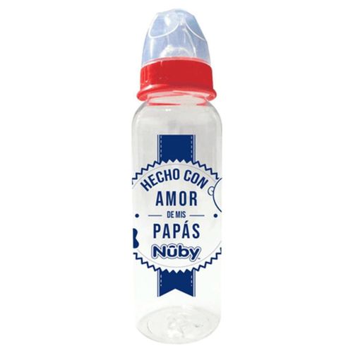 Biberón Anticólico Nuby Frases 9oz Azul