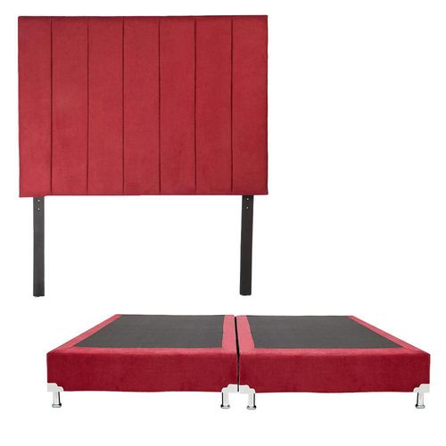 Cabecera King Size Argos + Box Dicasa Rojo
