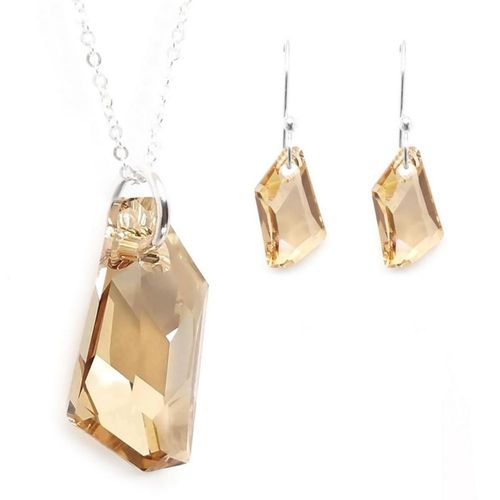 Collar y aretes De Art amarillo con plata .925 Zvezda