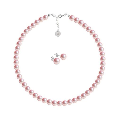 Collar y aretes Perlas de cristal Rosa Claro plata .925 Zvezda