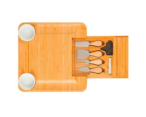 Tabla para Quesos Bluelander Con Cajon Y Utensilios