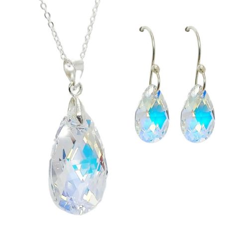 Collar y Aretes Leaves Blanco plata .925 Zvezda