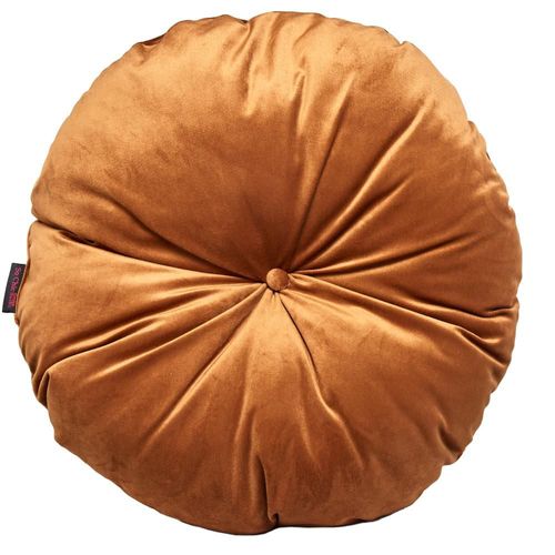 Cojín Decorativo Redondo para Sala o Cama. Funda en Terciopelo Color Canela