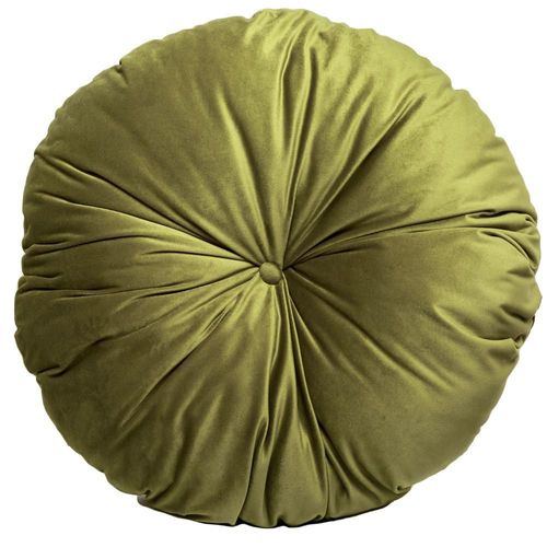 Cojín Decorativo Redondo para Sala o Cama. Funda en Terciopelo Verde Olivo